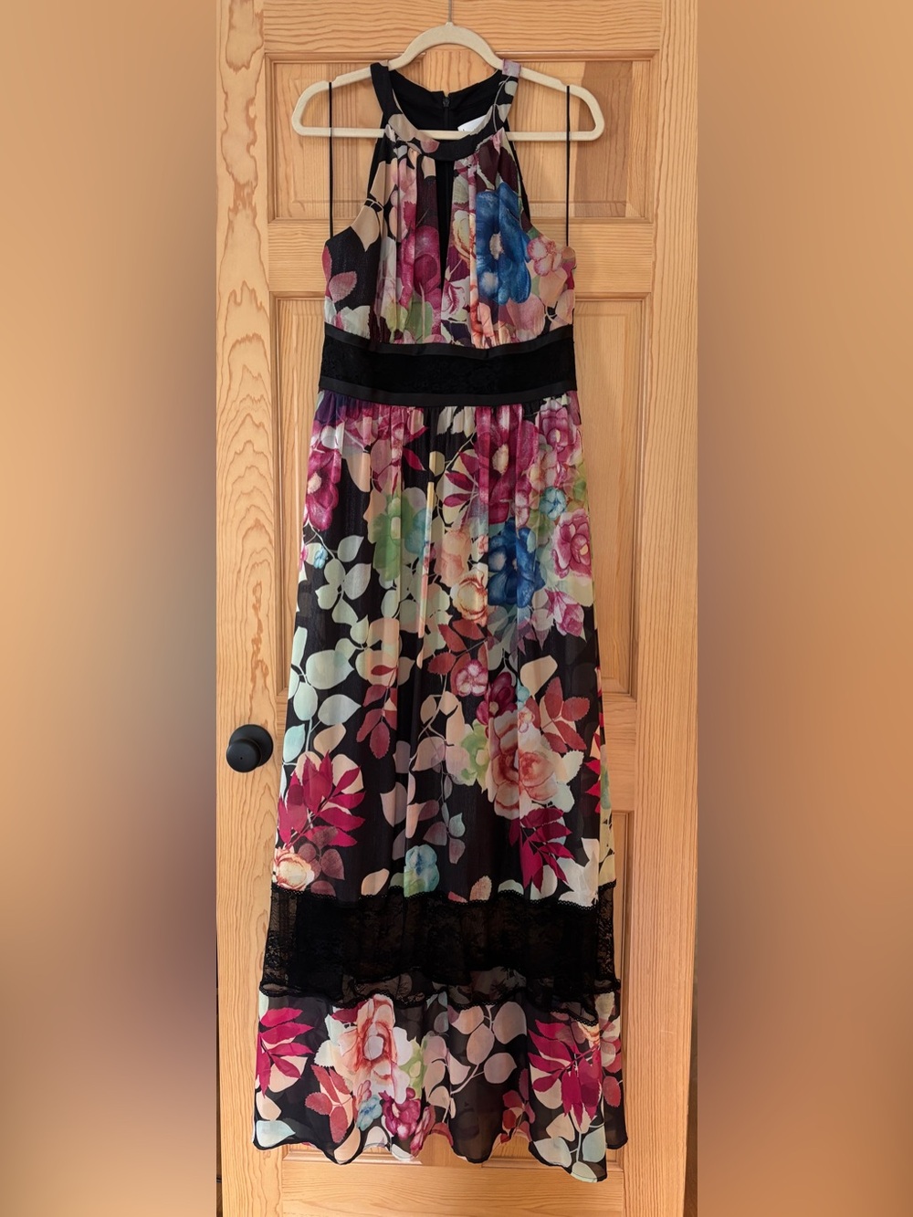 Nicole Miller from Anthropologie Black Floral Maxi Dress
